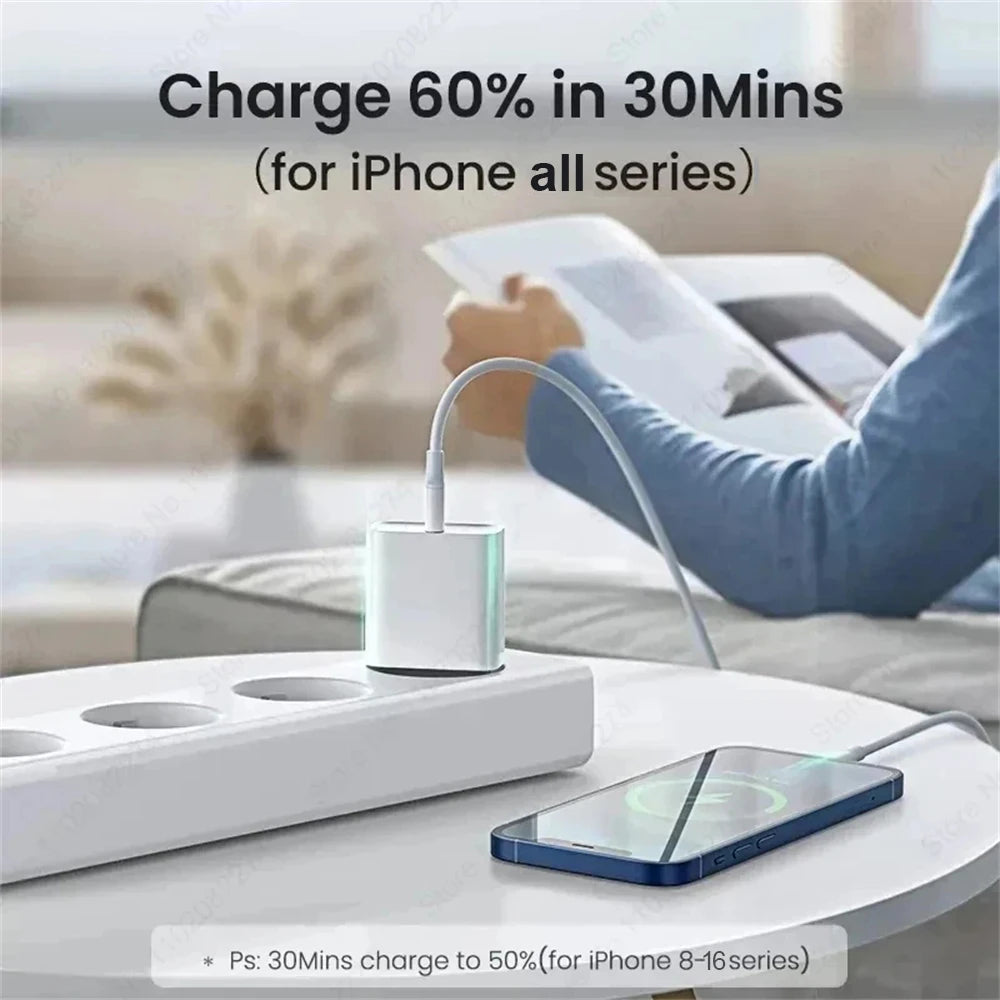 PD 40W Fast Charger for iPhone – USB-C Quick Charge Adapter & Data Cable for iPhone 11/12/13/14/15/16 Pro Max & Plus