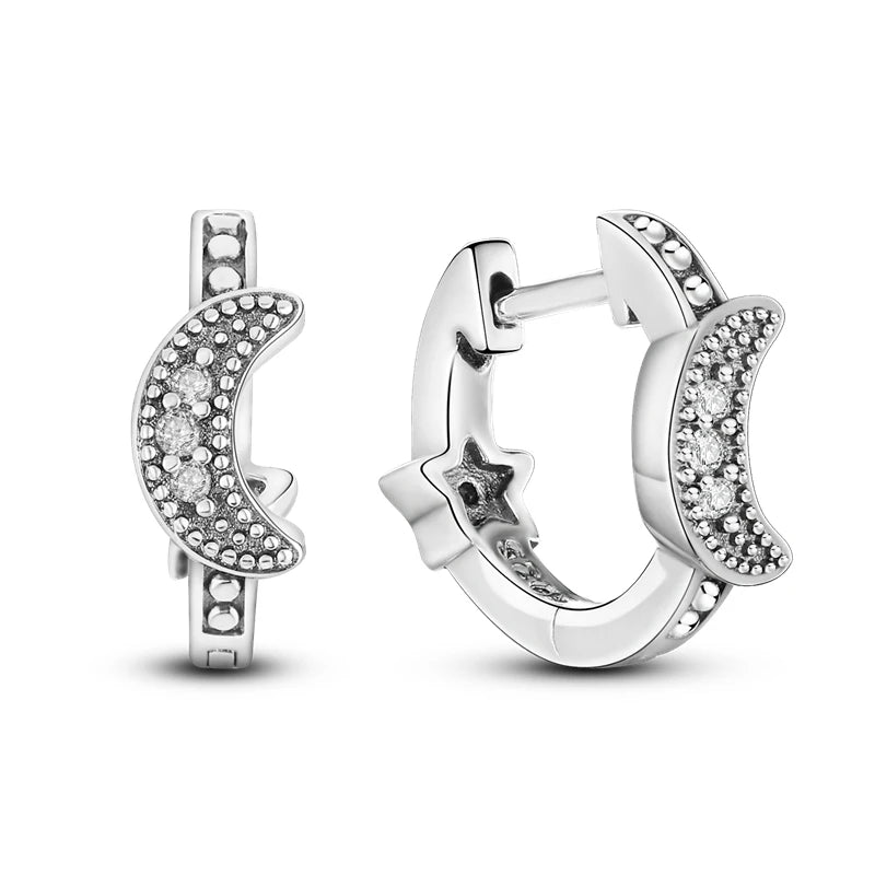 925 Silver Heart CZ Stud Earrings – Original Round Daisy Flower Trio Fashion Jewelry for Women