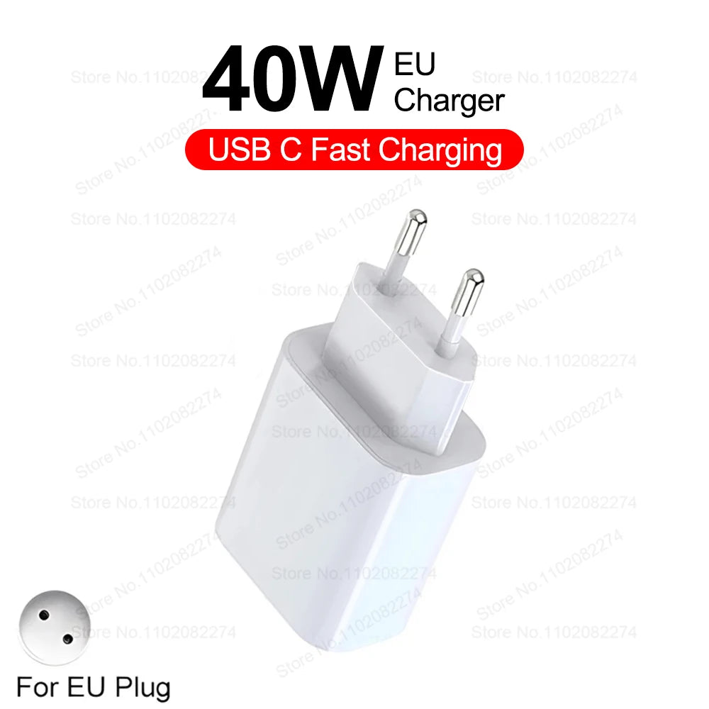 PD 40W Fast Charger for iPhone – USB-C Quick Charge Adapter & Data Cable for iPhone 11/12/13/14/15/16 Pro Max & Plus