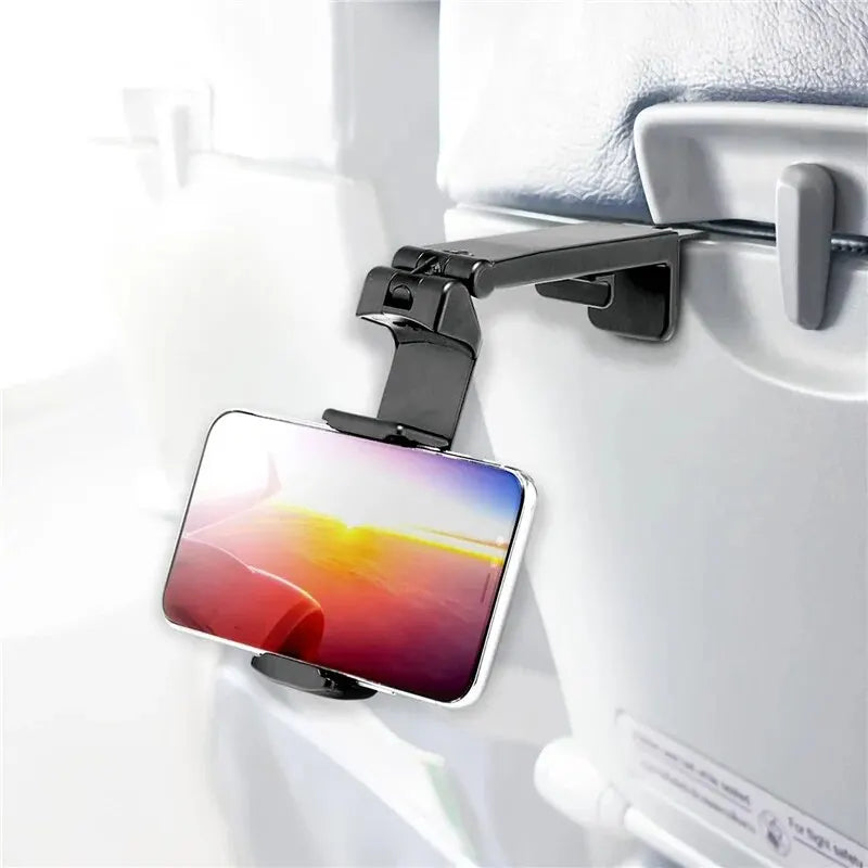 Portable Airplane Phone Holder & Travel Stand – Foldable, Adjustable, Rotatable Selfie Mount for Flights, Trains & Desk