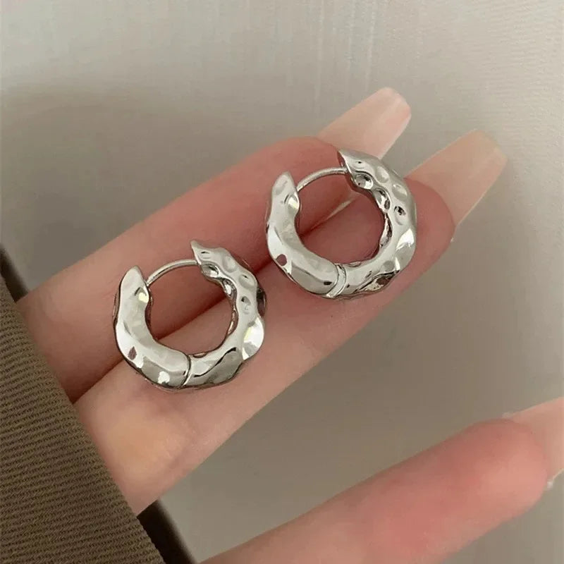 2-Piece Stainless Steel Smooth Hoop Earrings for Women – Elegant Luxury Daily Wear Jewelry