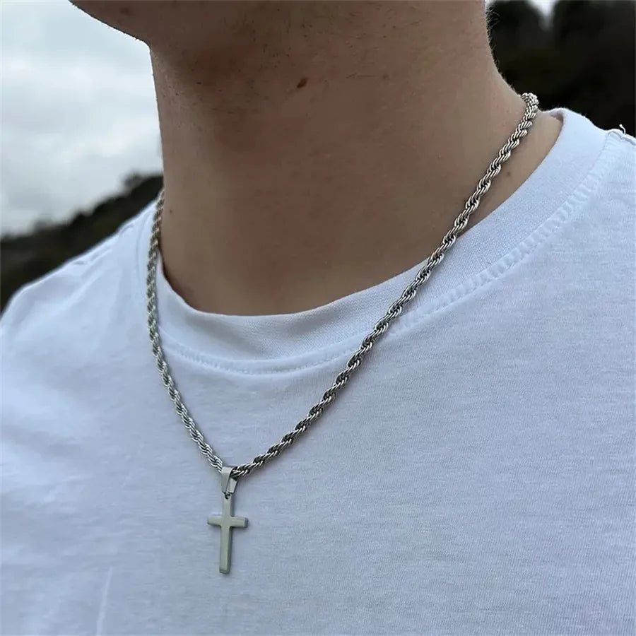 2025 New Unisex Minimalist Gold Stainless Steel Cross Pendant Necklace – Stylish Choker & Perfect Gift for Men & Women