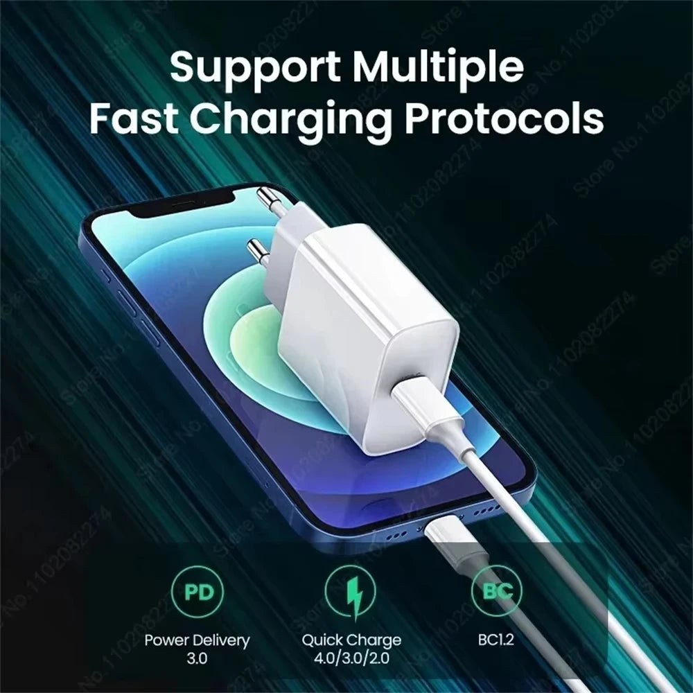 PD 40W Fast Charger for iPhone – USB-C Quick Charge Adapter & Data Cable for iPhone 11/12/13/14/15/16 Pro Max & Plus