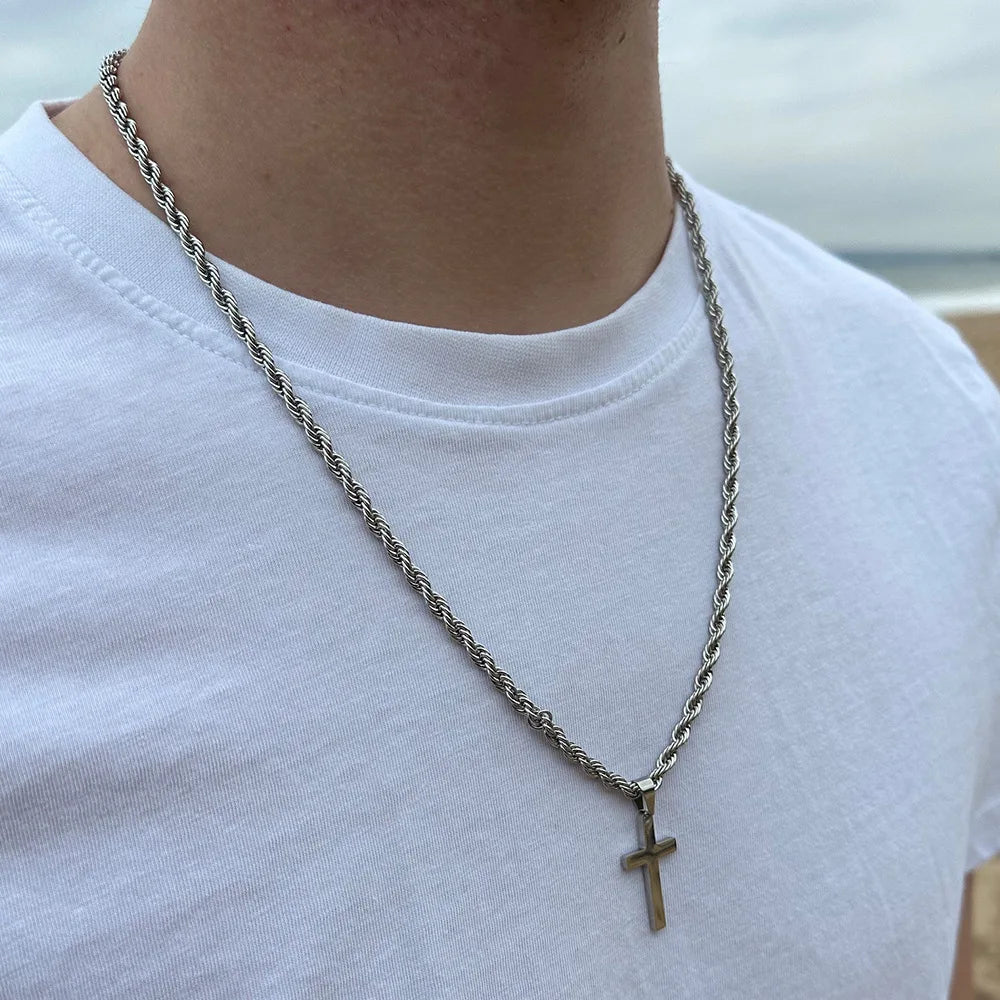 2025 New Unisex Minimalist Gold Stainless Steel Cross Pendant Necklace – Stylish Choker & Perfect Gift for Men & Women