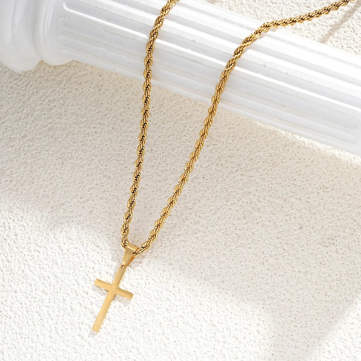 2025 New Unisex Minimalist Gold Stainless Steel Cross Pendant Necklace – Stylish Choker & Perfect Gift for Men & Women