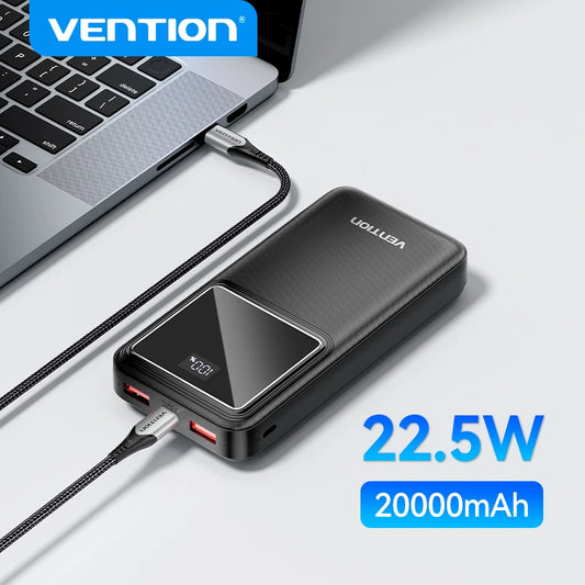 Vention 22.5W Fast Charge 20000mAh Power Bank – Ultra Portable Battery Charger for iPhone 15 Pro Max & Xiaomi