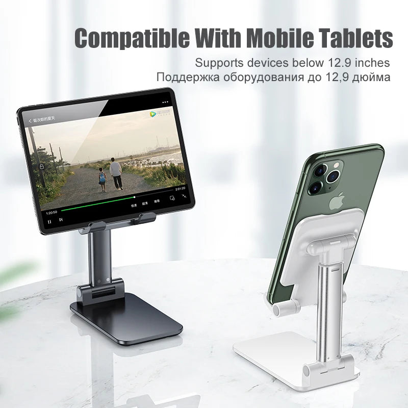 Foldable Mobile Phone & Tablet Holder Stand – Flexible, Adjustable Desktop Mount for All Devices